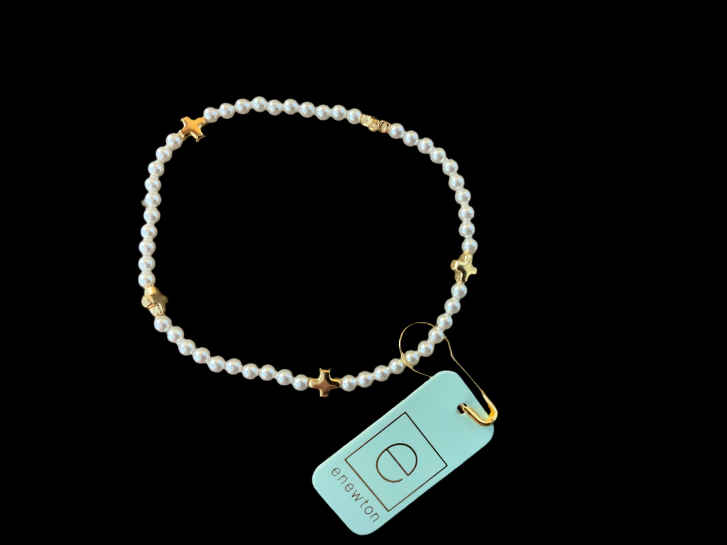 E NEWTON SIGNATURE CROSS SMALL PATTERN 3MM BEAD BRACELET