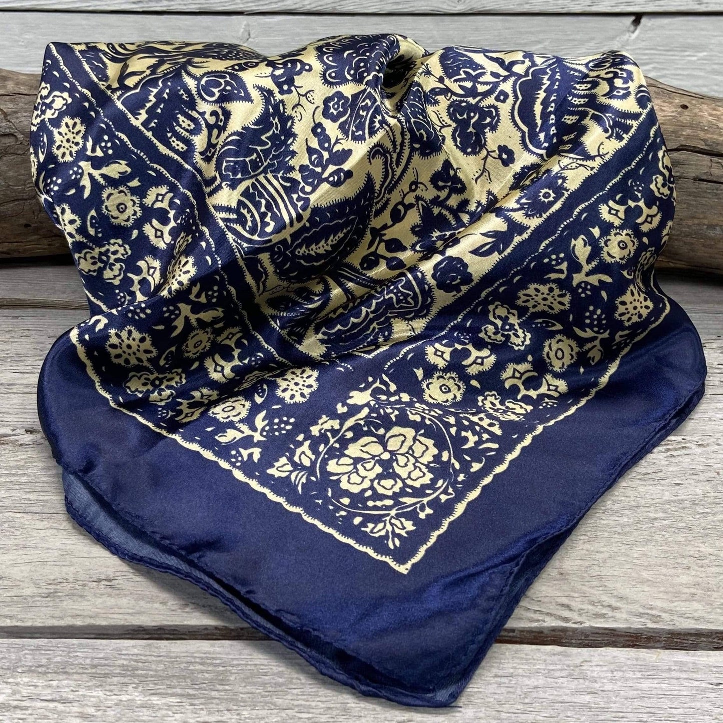Rodeo Drive - 35X35"  Royal Blue & Cream Paisley Wild Rag/Scarf WR144