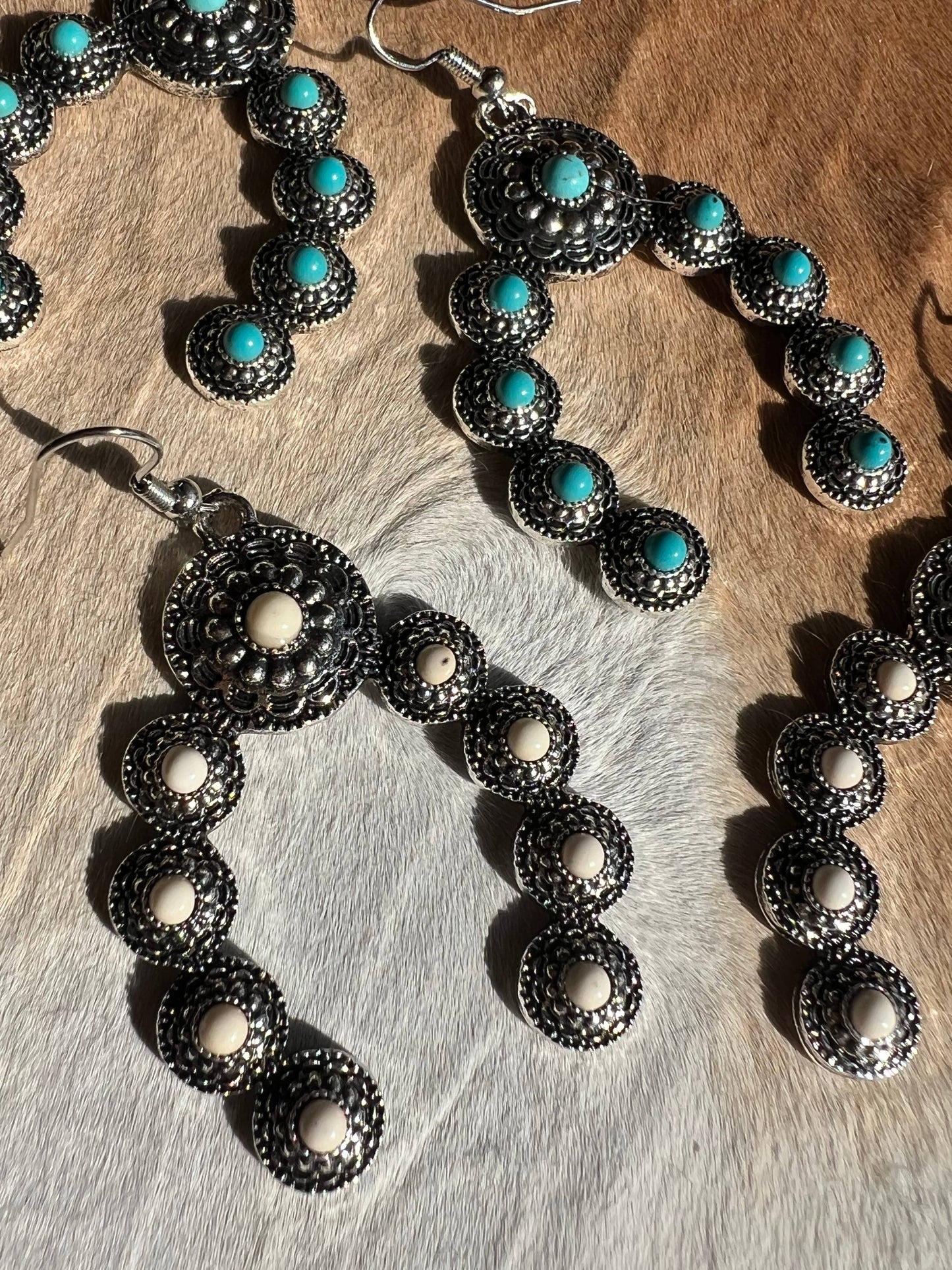 Westrian International - Squash Blossom Naja Western Faux Turquoise Earrings: Turquoise