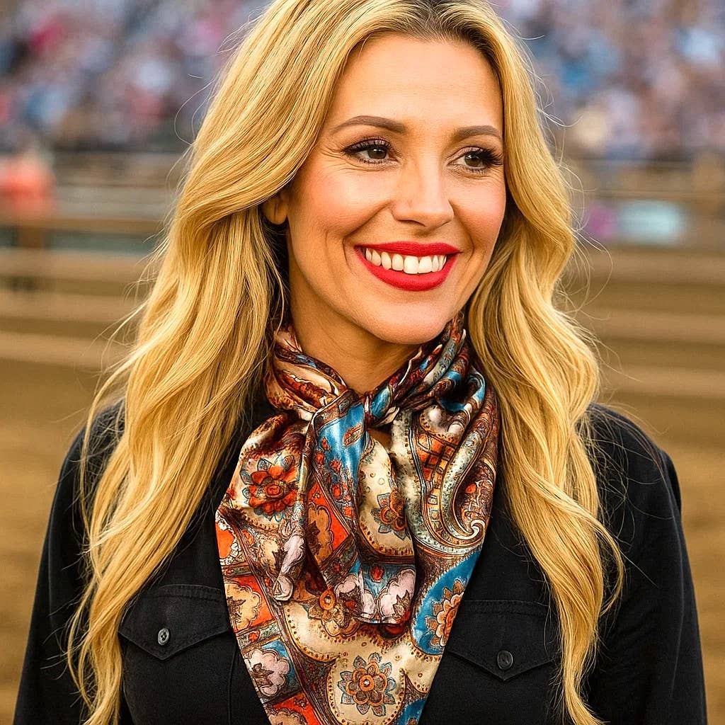 Rodeo Drive - 35X35"  Tan & Cream Paisley Wild Rag/Scarf WR907