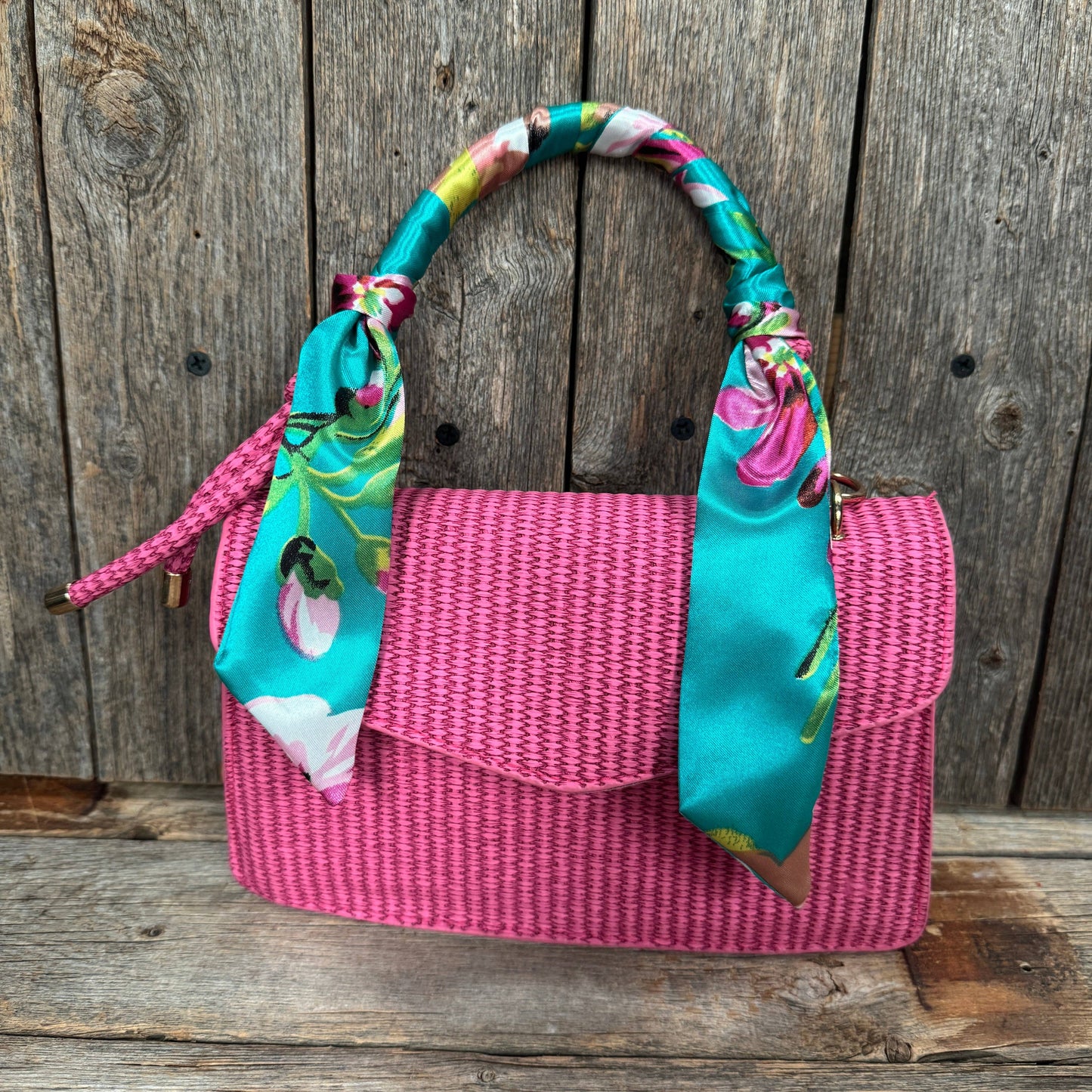Rodeo Drive - Turquoise and Pink Western Skinny Mini Wild Rag Scarf / Cowgirl Necktie #TW319