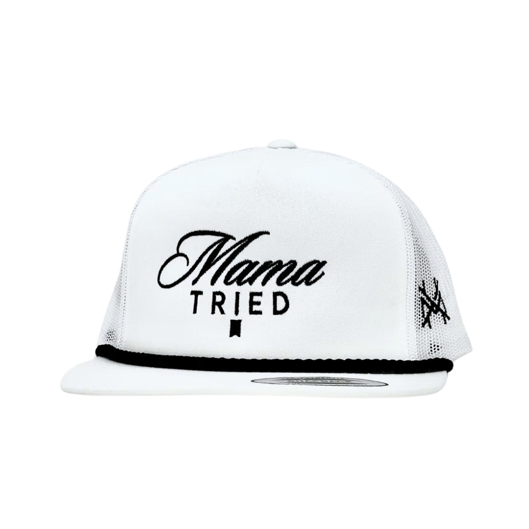 The Mad Hatter Co - MHC Mama Tried Ultra Trucker Hat: 6006 White/ Blue Rope