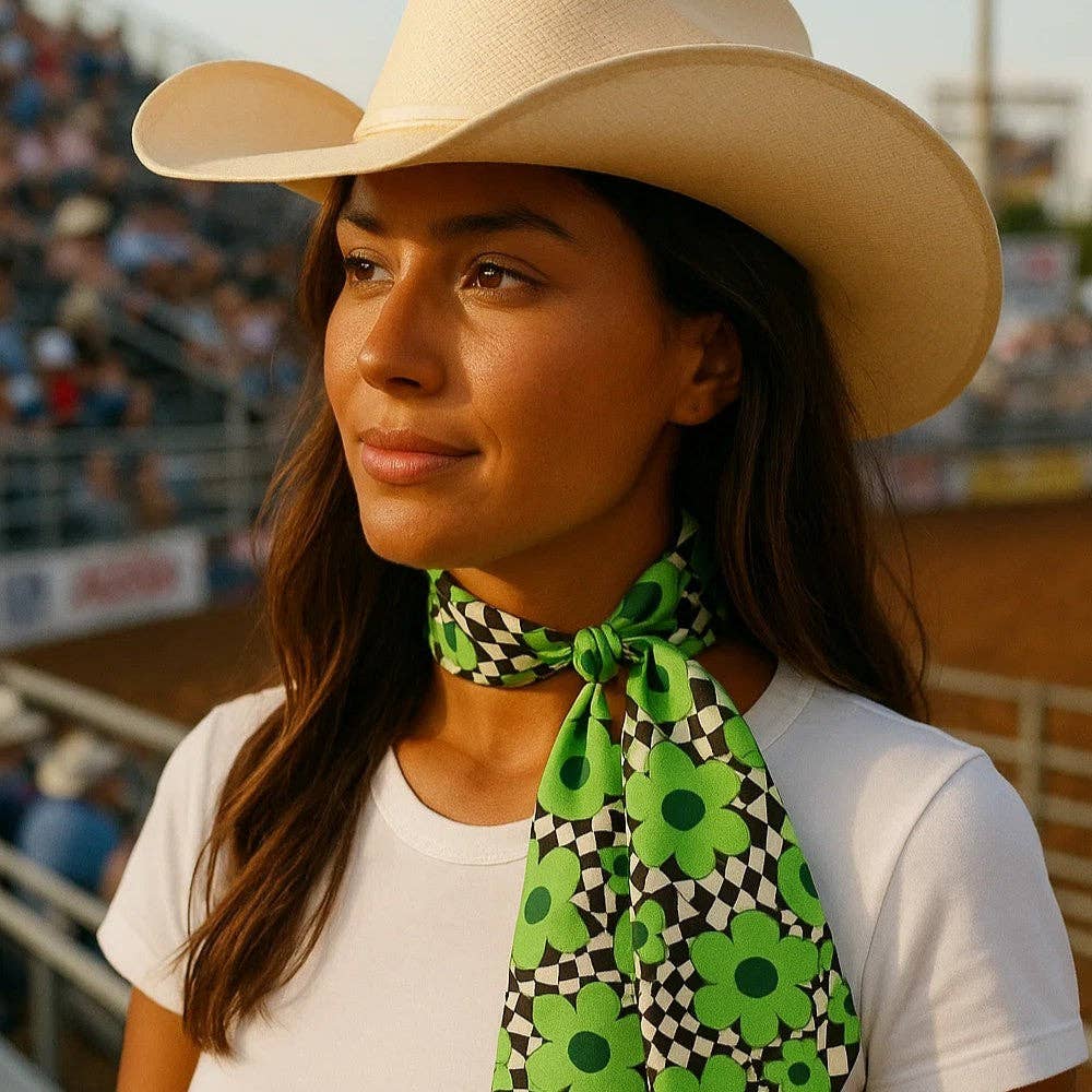Rodeo Drive - Green Western Skinny Mini Wild Rag Scarf / Cowgirl Necktie #TW131
