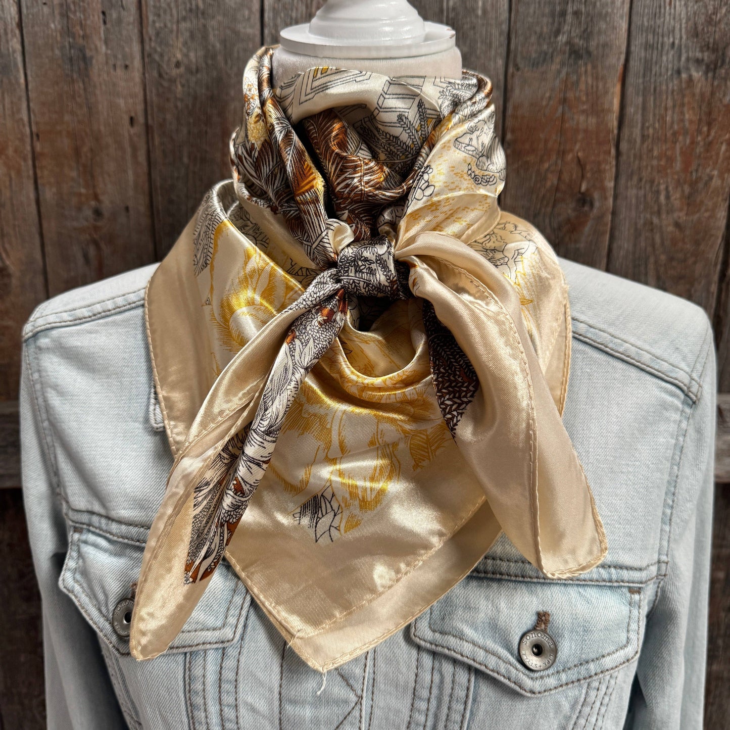 Rodeo Drive - 35X35" Brown and Tan Leaf Wild Rag / Scarf WR1032