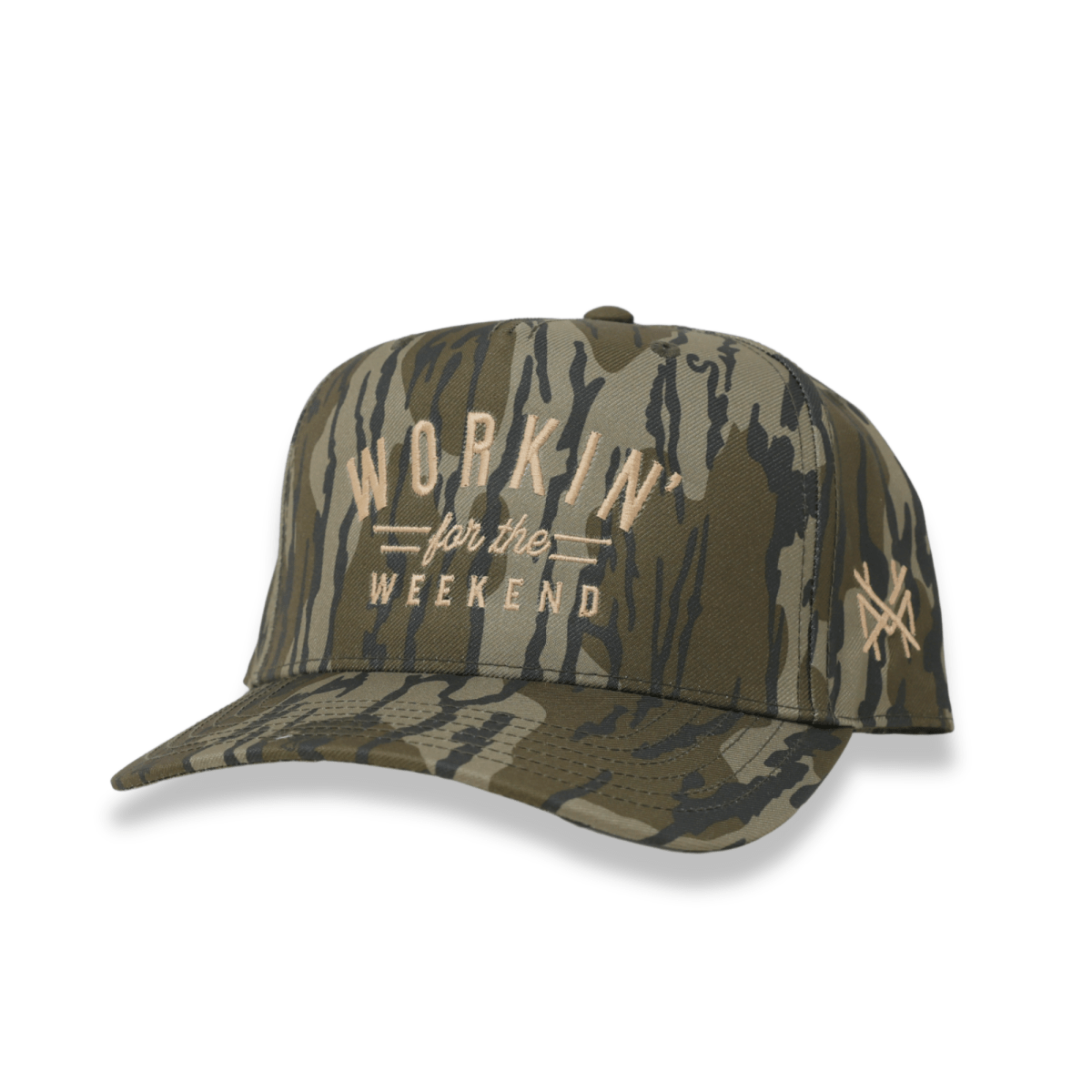 The Mad Hatter Co - Workin' for the Weekend Trucker Hat: 7 Panel Harvest Camo/Tan/Harvest Camo