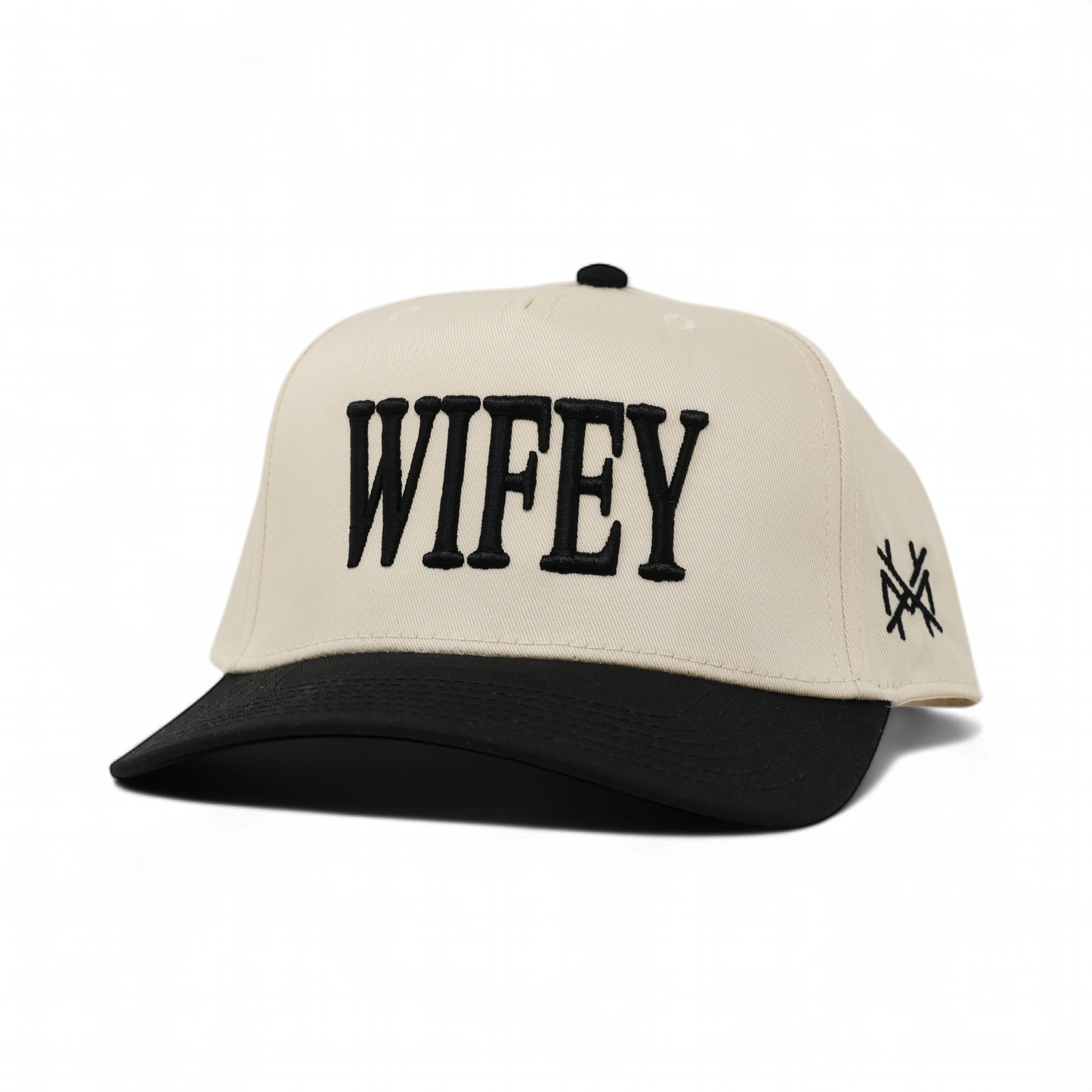 The Mad Hatter Co - Wifey Trucker Hat: Retro Black with Blue Thread