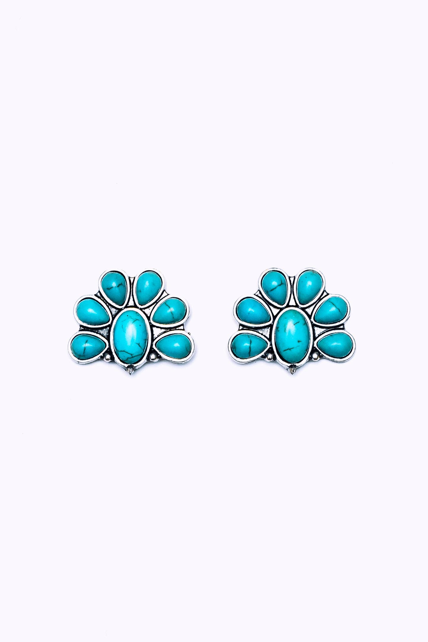 West & Co. - Half Flower Turquoise Post Earring