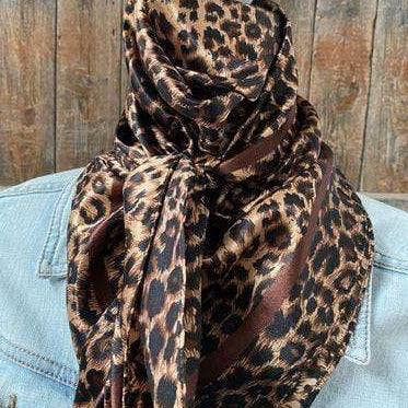 Rodeo Drive - 35X35"  Brown Leopard Wild Rag/Scarf WR169