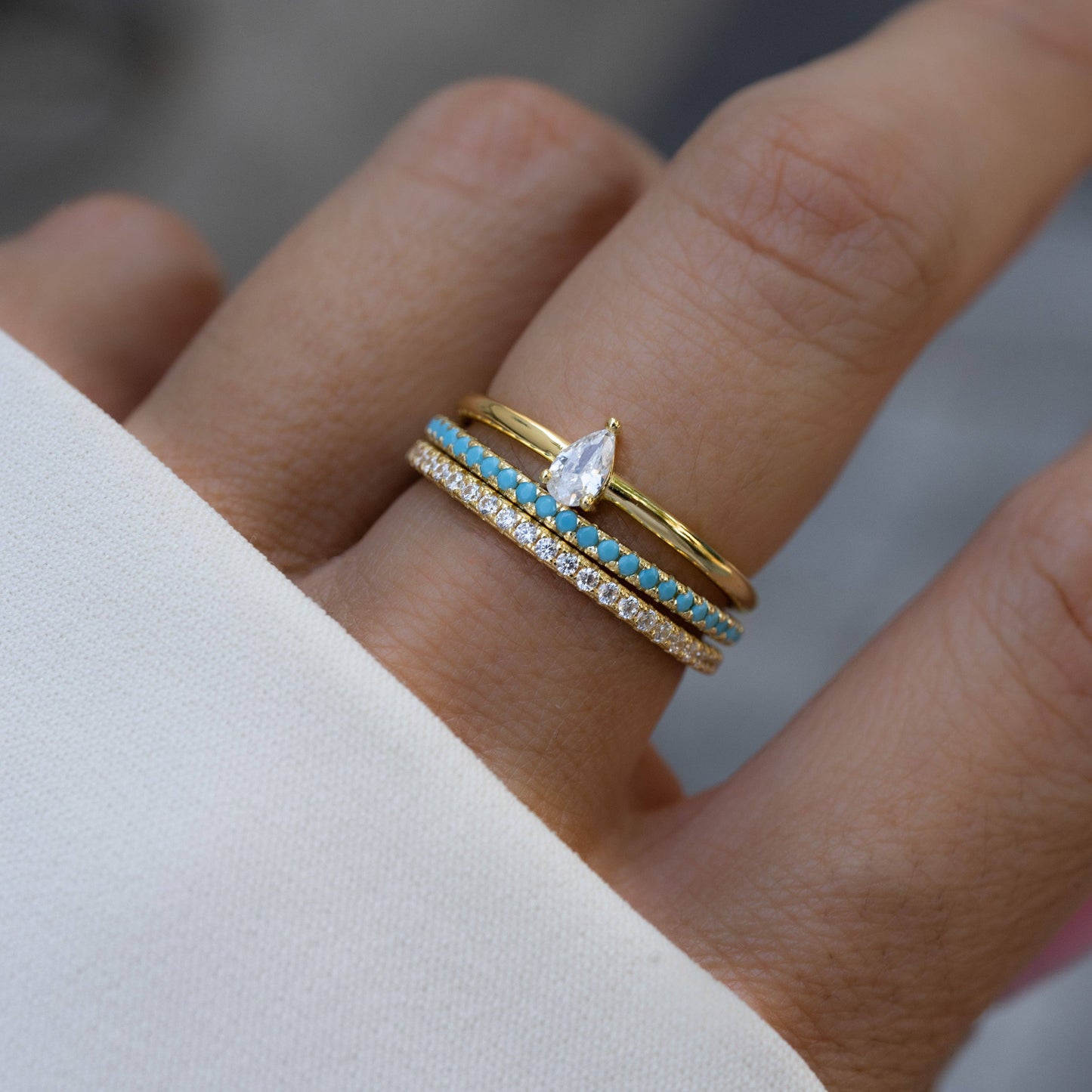 Sami Jewels - Turquoise Eternity Ring: Gold / 10