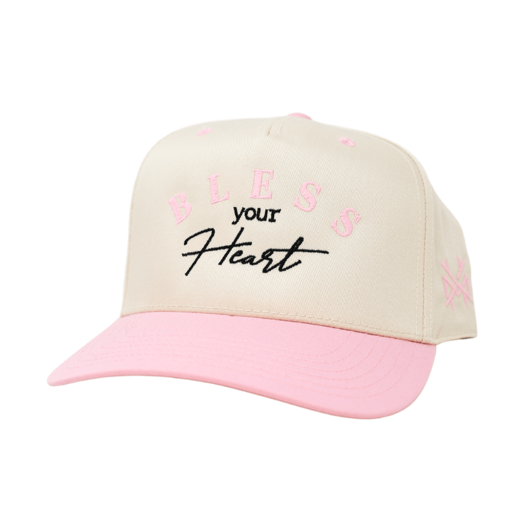 The Mad Hatter Co - Bless Your Heart Trucker Hat: Retro Pink/Natural