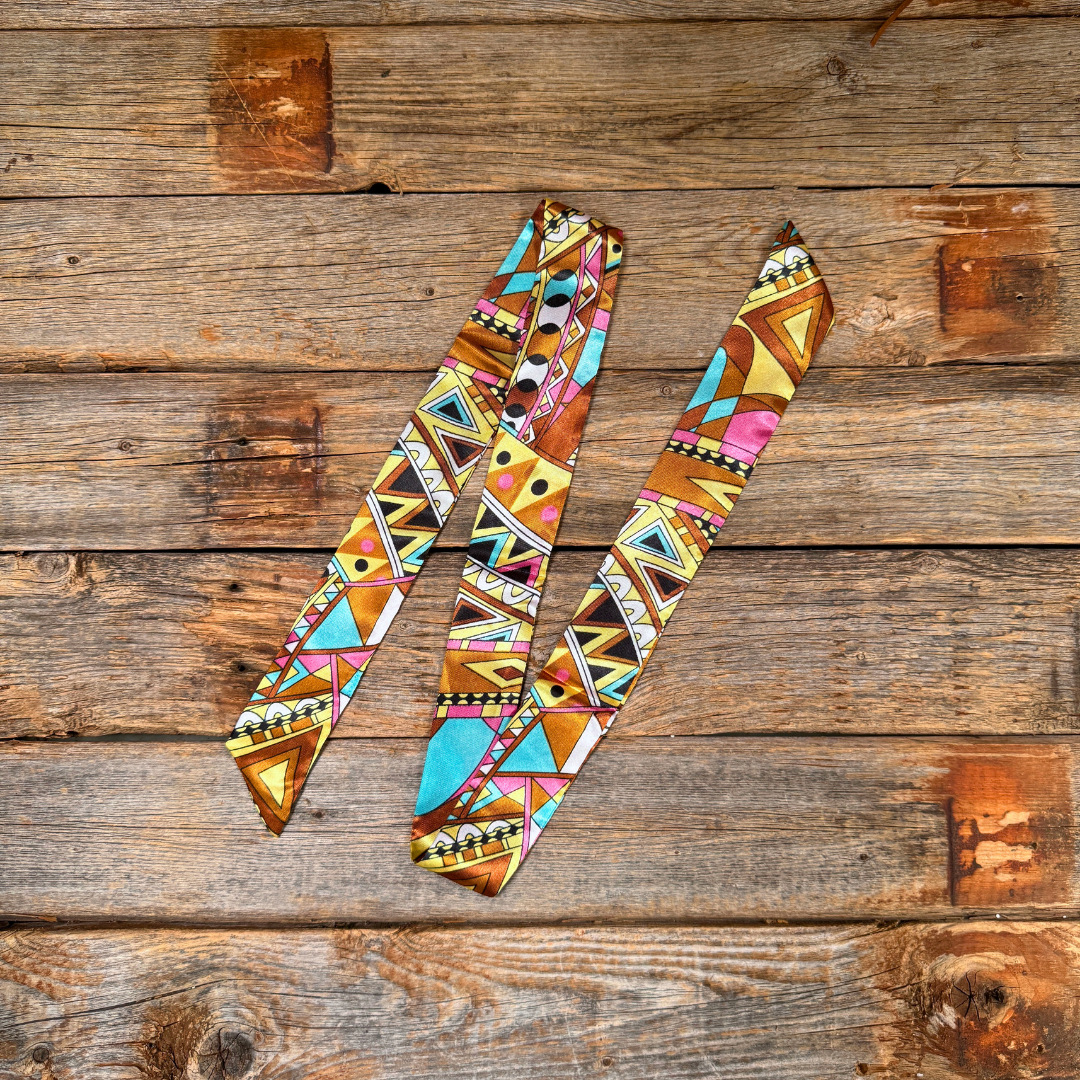 Rodeo Drive - Brown and Yellow Western Skinny Mini Wild Rag Scarf / Cowgirl Necktie #TW328
