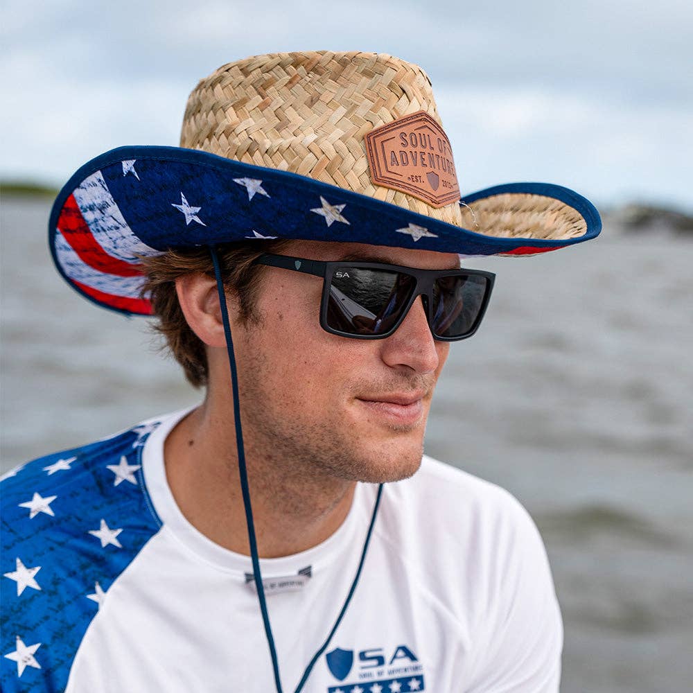 Soul of Adventure - Cowboy Straw Hat: Blackout American Flag