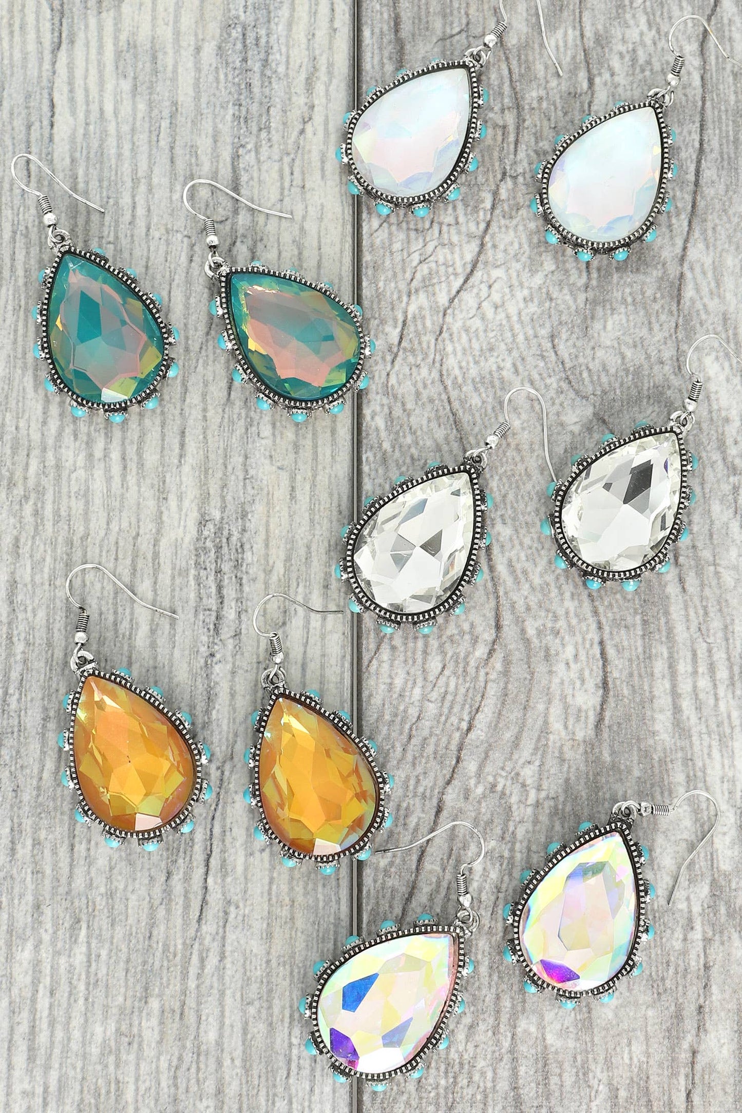 SP Sophia Collection - Western Teardrop Cut Gemstone Turquoise Earrings: Turquoise