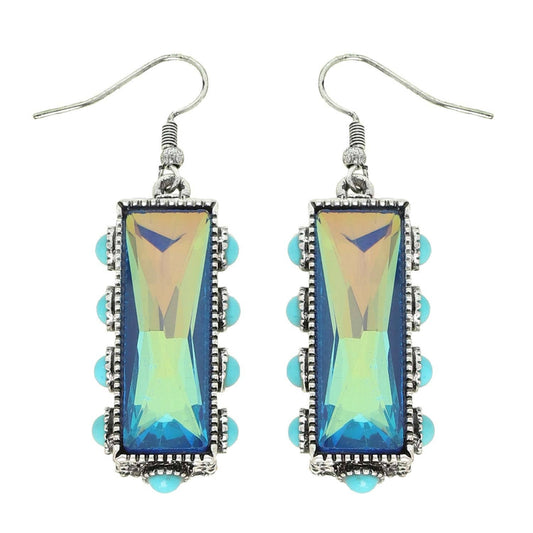 SP Sophia Collection - Western Turquoise Rectangle Gemstone Earrings: Turquoise