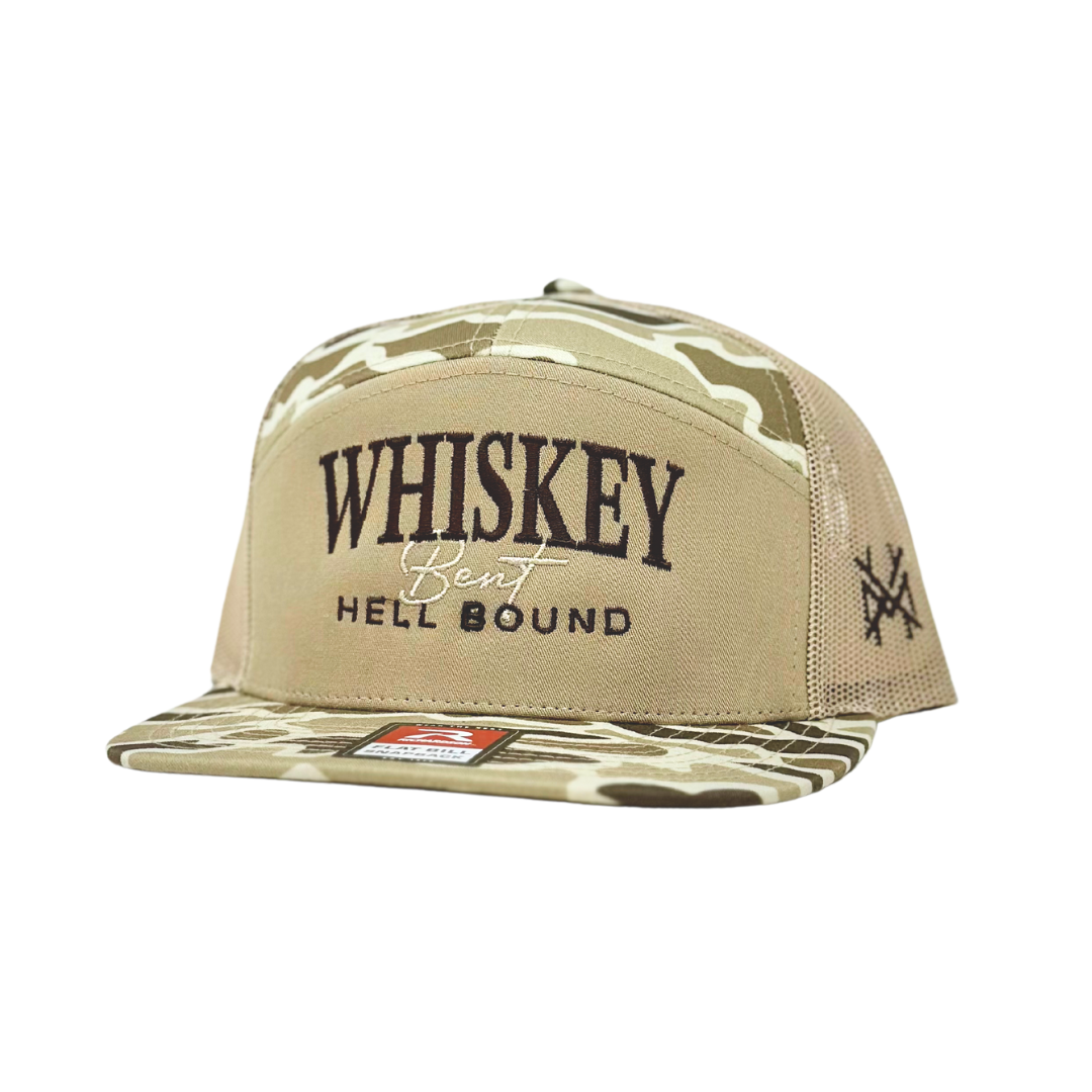 The Mad Hatter Co - Whiskey Bent and Hell Bound Tailgate Trucker Hat: Flat Bill Black