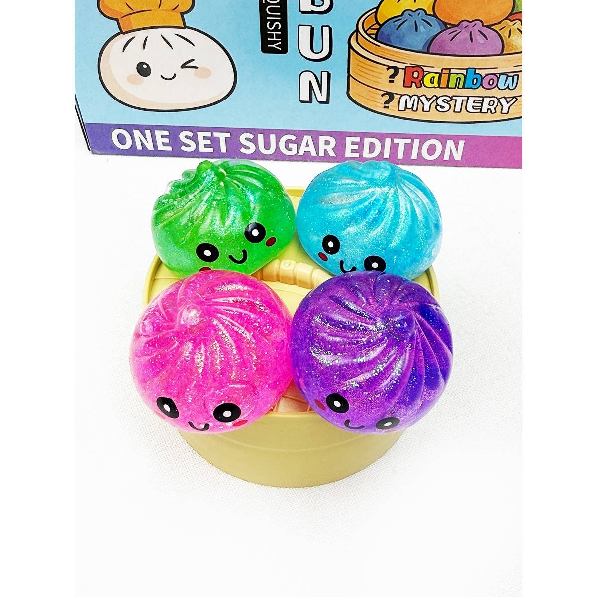 Love and Repeat - 4pc Set Mini Maltose Glitter Dumpling Squishy : MIX COLOR / ONE(12)