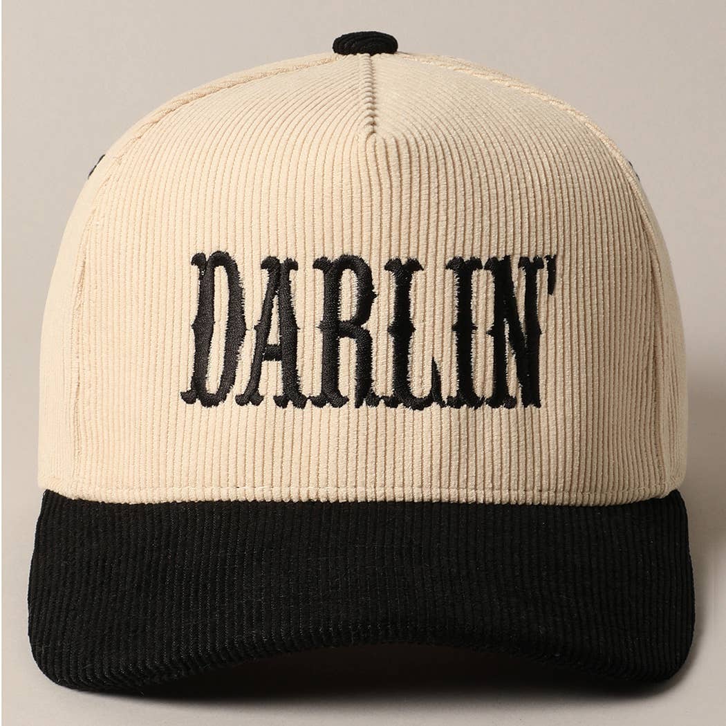 Fashion City - DARLIN' Corduroy Trucker Baseball Cap: BEIGE / ONE SIZE