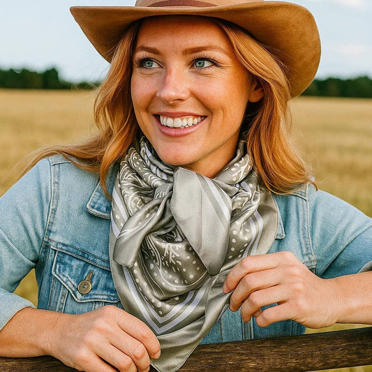 Rodeo Drive - 35X35" Sage Floral Paisley Wild Rag/Scarf WR3380