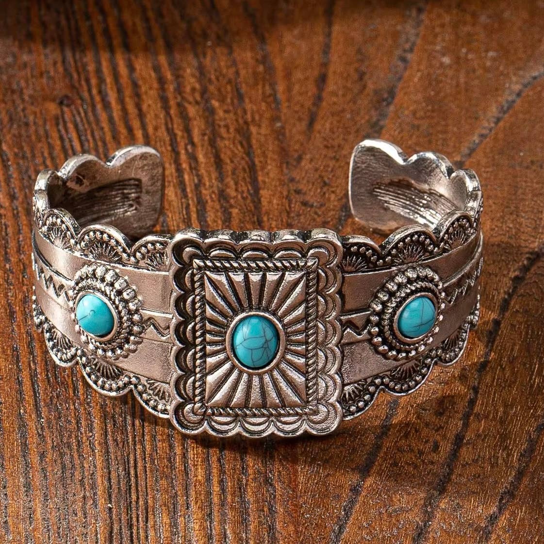 Westrian International - Western Inspired Faux Turquoise Cuff Bracelet