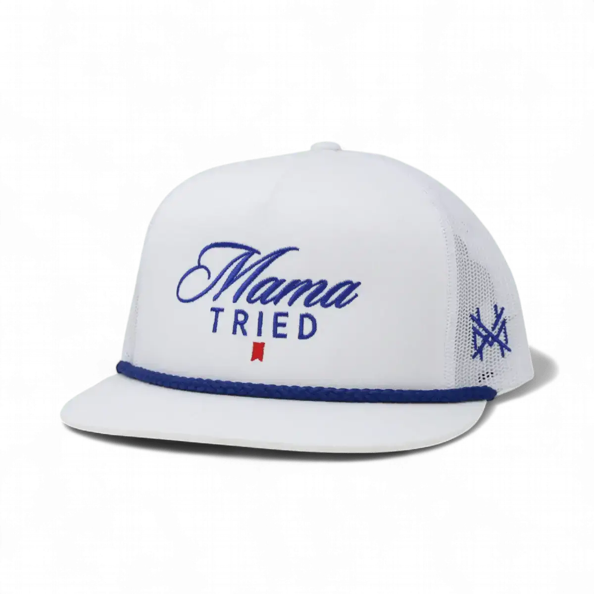 The Mad Hatter Co - Mama Tried Ultra Trucker Hat: Flat Bill White
