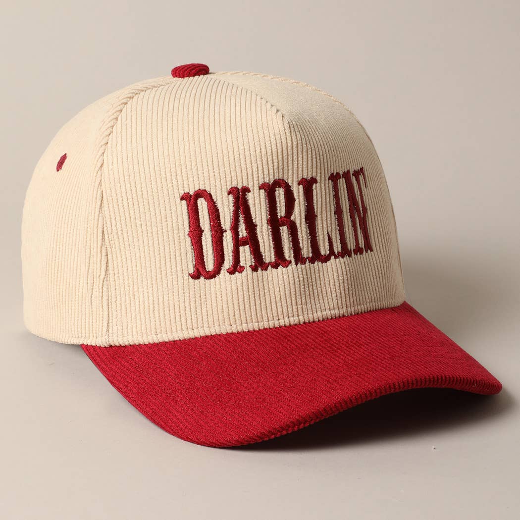 Fashion City - DARLIN' Corduroy Trucker Baseball Cap: BEIGE / ONE SIZE