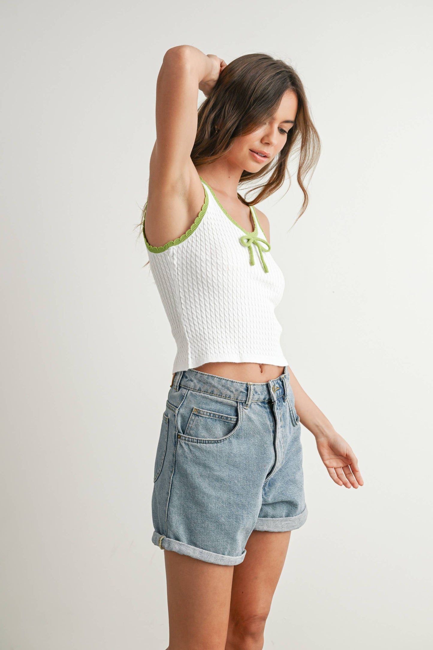 BUTTERMELON - Bow Tank Top - BMW7656: IVORY / RED / M