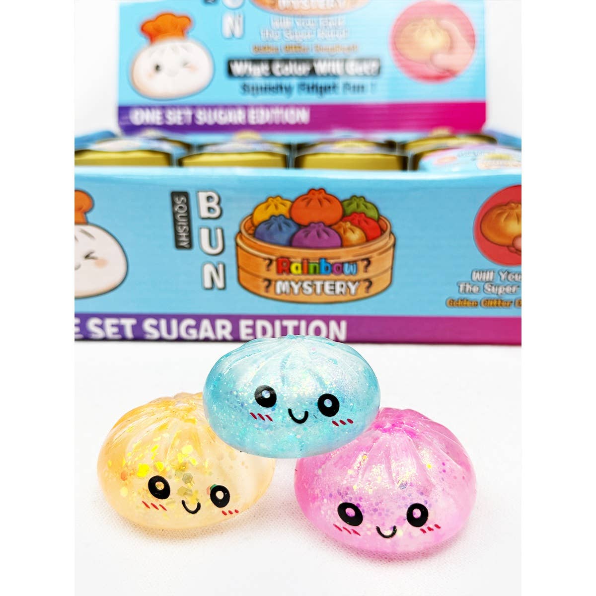 Love and Repeat - 24pcs Mini Glitter Dumpling Squishy with Steamer: MIX COLOR / ONE(24)