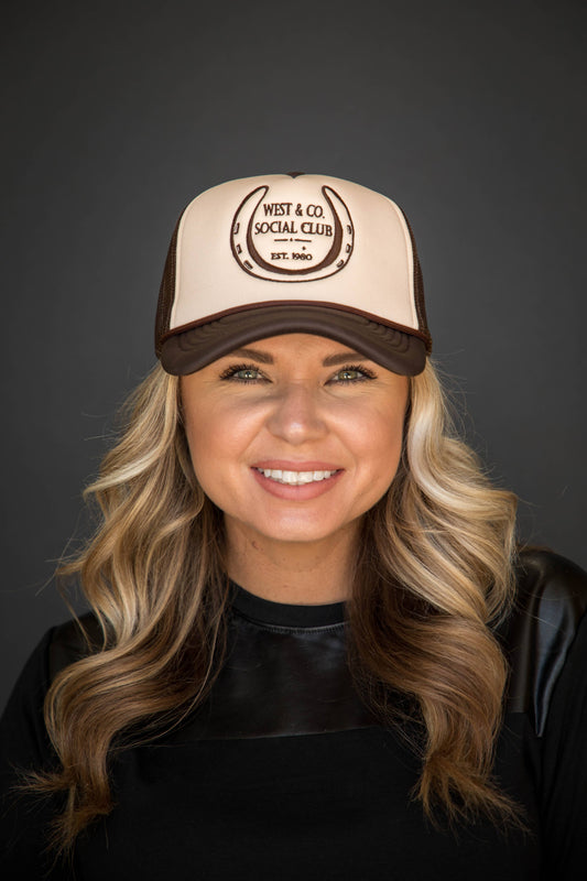 West & Co. - Brown w/Tan Front Trucker Cap w/Brown West & Co Social Club