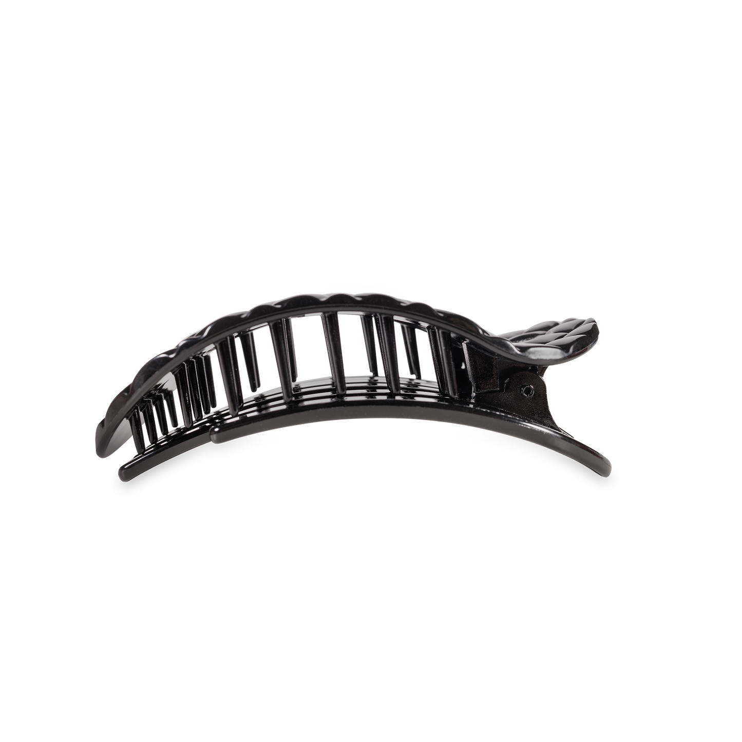 TELETIES - Flat Round Hair Clip | Medium | Jet Black Quilted