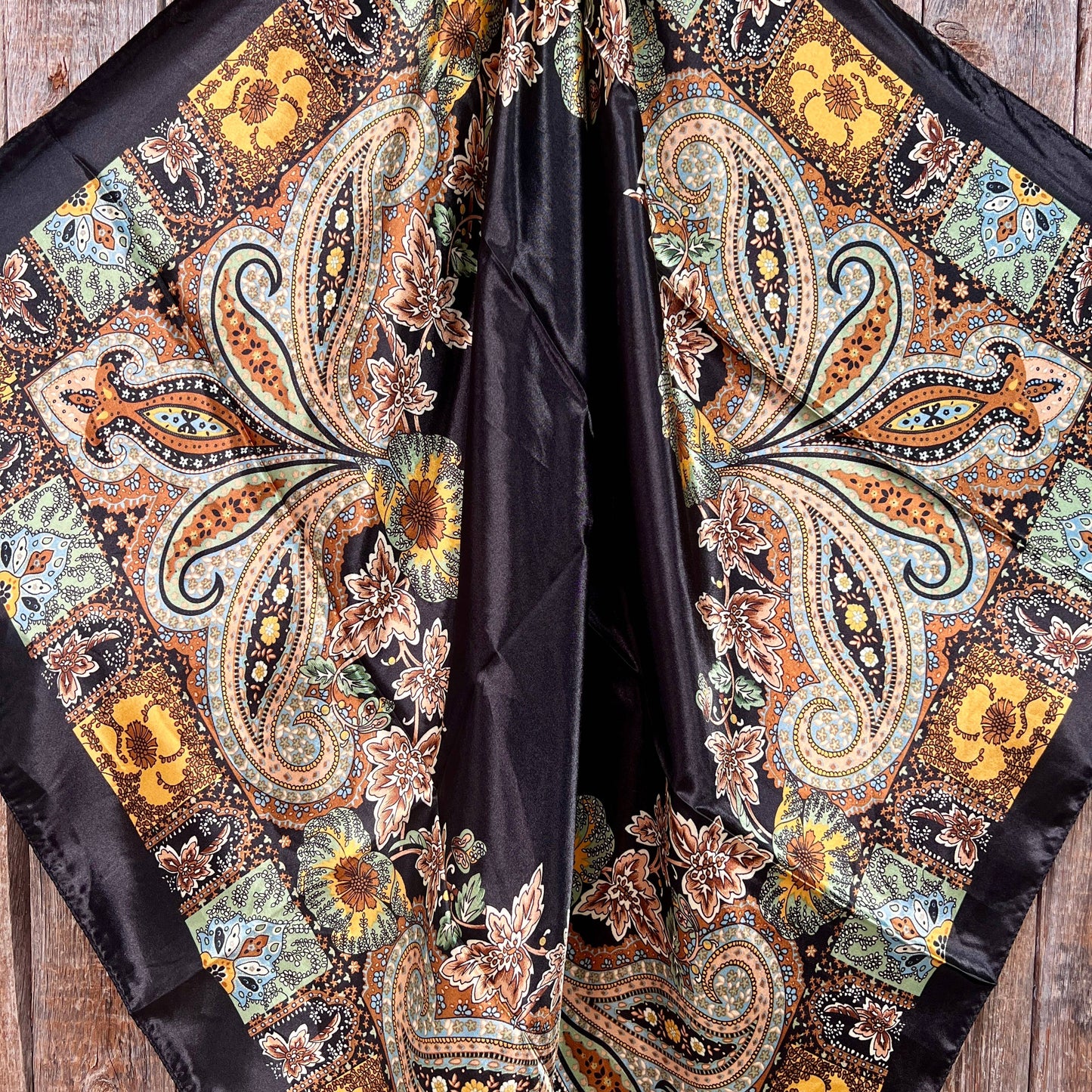 Rodeo Drive - 35X35" Golden Rod Paisley Wild Rag/Scarf WR3