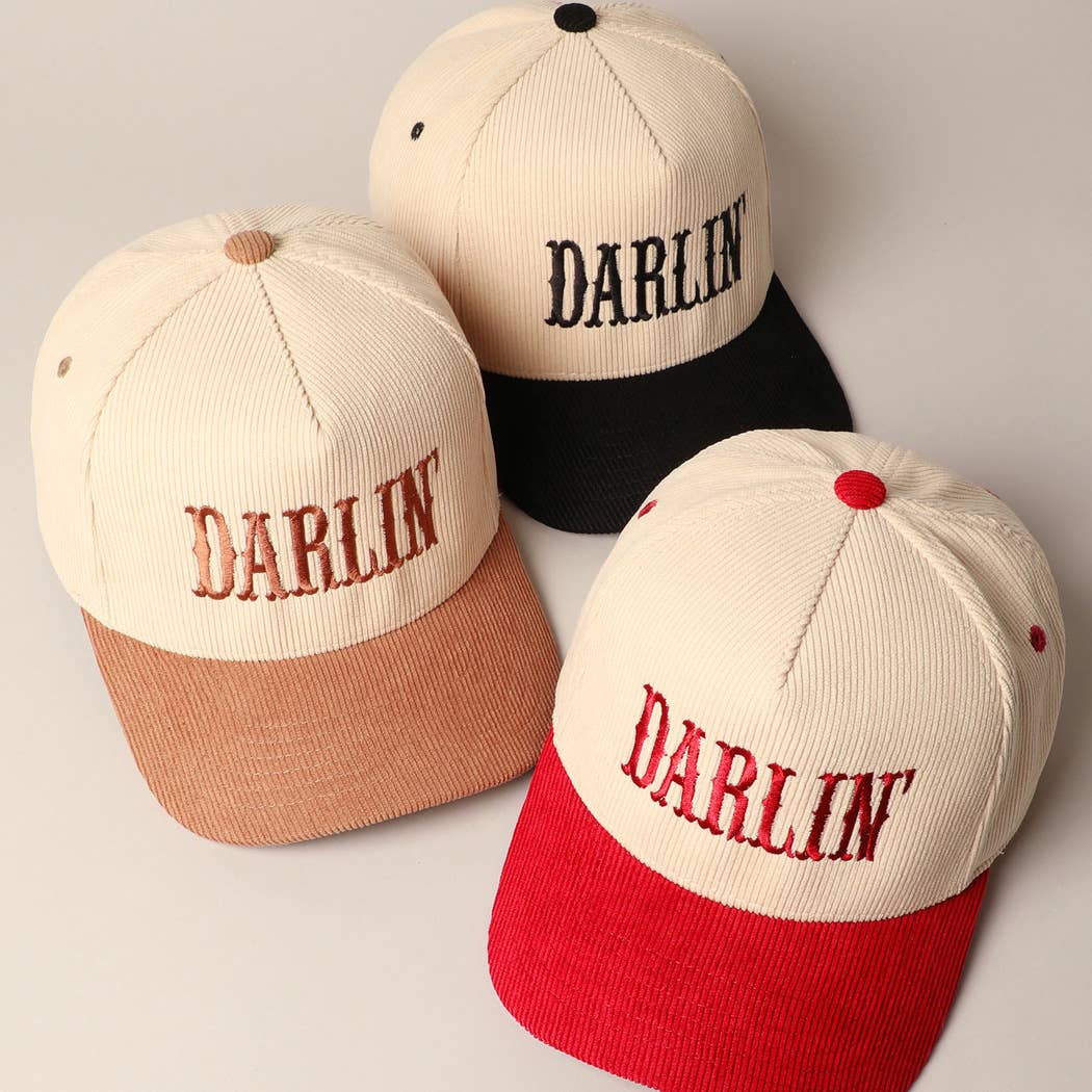 Fashion City - DARLIN' Corduroy Trucker Baseball Cap: BEIGE / ONE SIZE