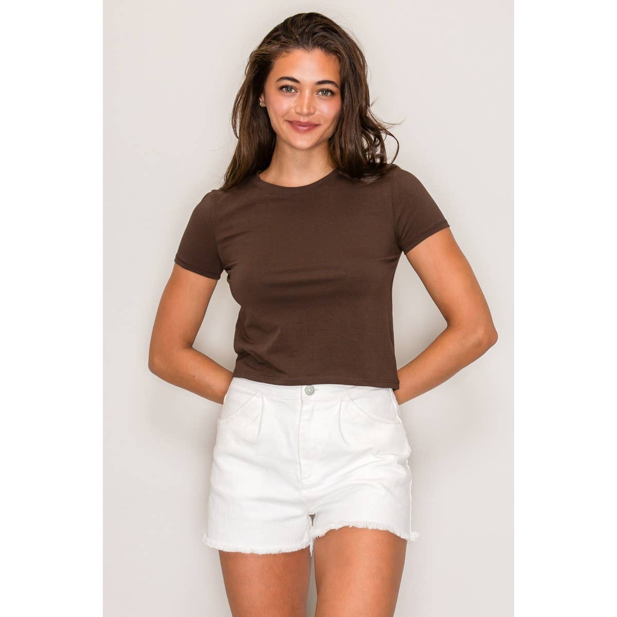 Popular 21 - Short Sleeve Crew Neck Classic Basic Casual Tee: Hot Fudge / S-M-L(2-2-2)