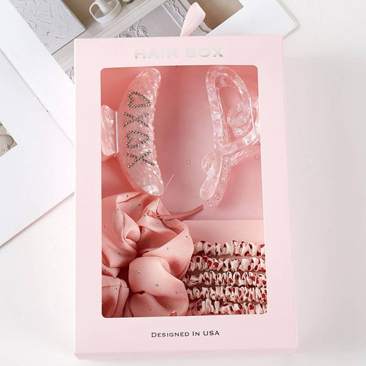 Fashion City - Heart Theme Hair Scrunchies Hair Claw Clips Set: ASSORTED / ONE SIZE