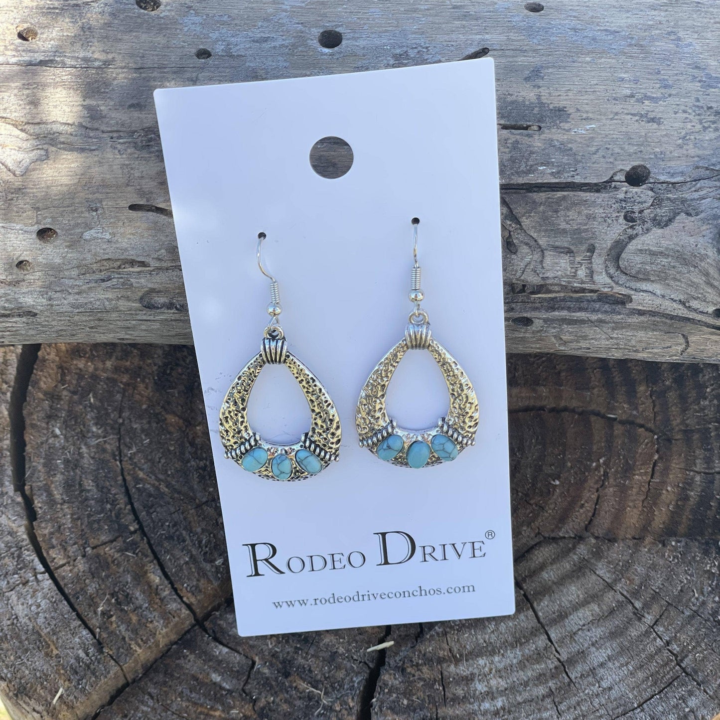 Rodeo Drive - Turquoise Dangle Silver Fashion Earrings WA196