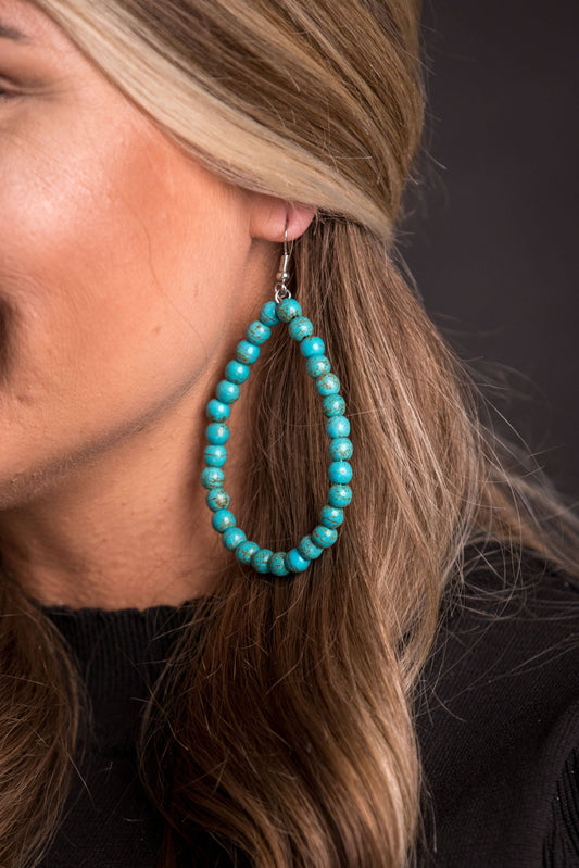 West & Co. - Turquoise Beaded Hoop Earring on Fish Hook Earring