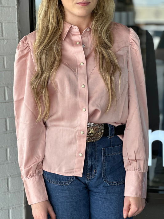 WRANGLER WESTERN LONG SLEEVE WOMENS SATIN TOP