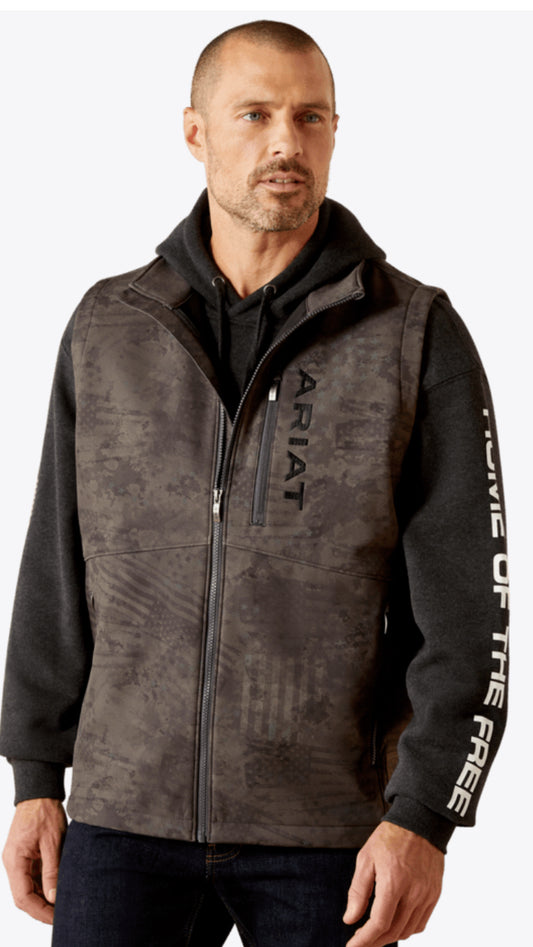 ARIAT MENS PATRIOT FLAG SOFTSHELL VEST
