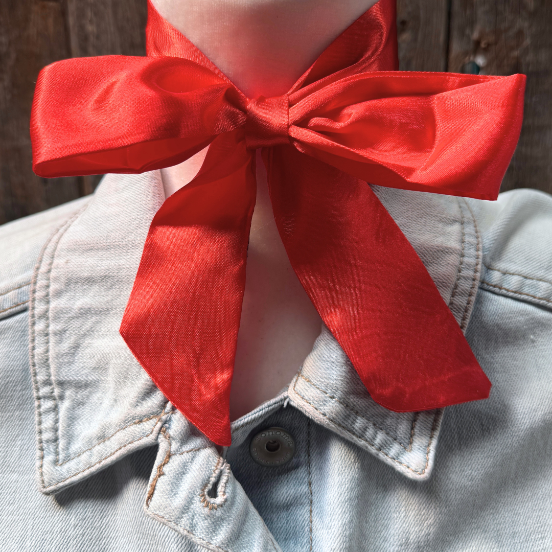 Rodeo Drive - Electric Red Western Skinny Mini Wild Rag Scarf / Cowgirl Necktie #TW306