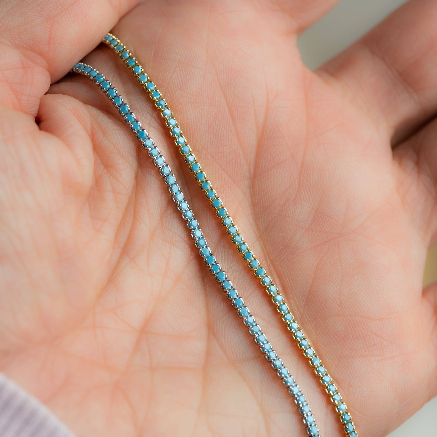 Sami Jewels - Turquoise Tennis Bracelet: Gold / 6.75" + 0.5" Ext.