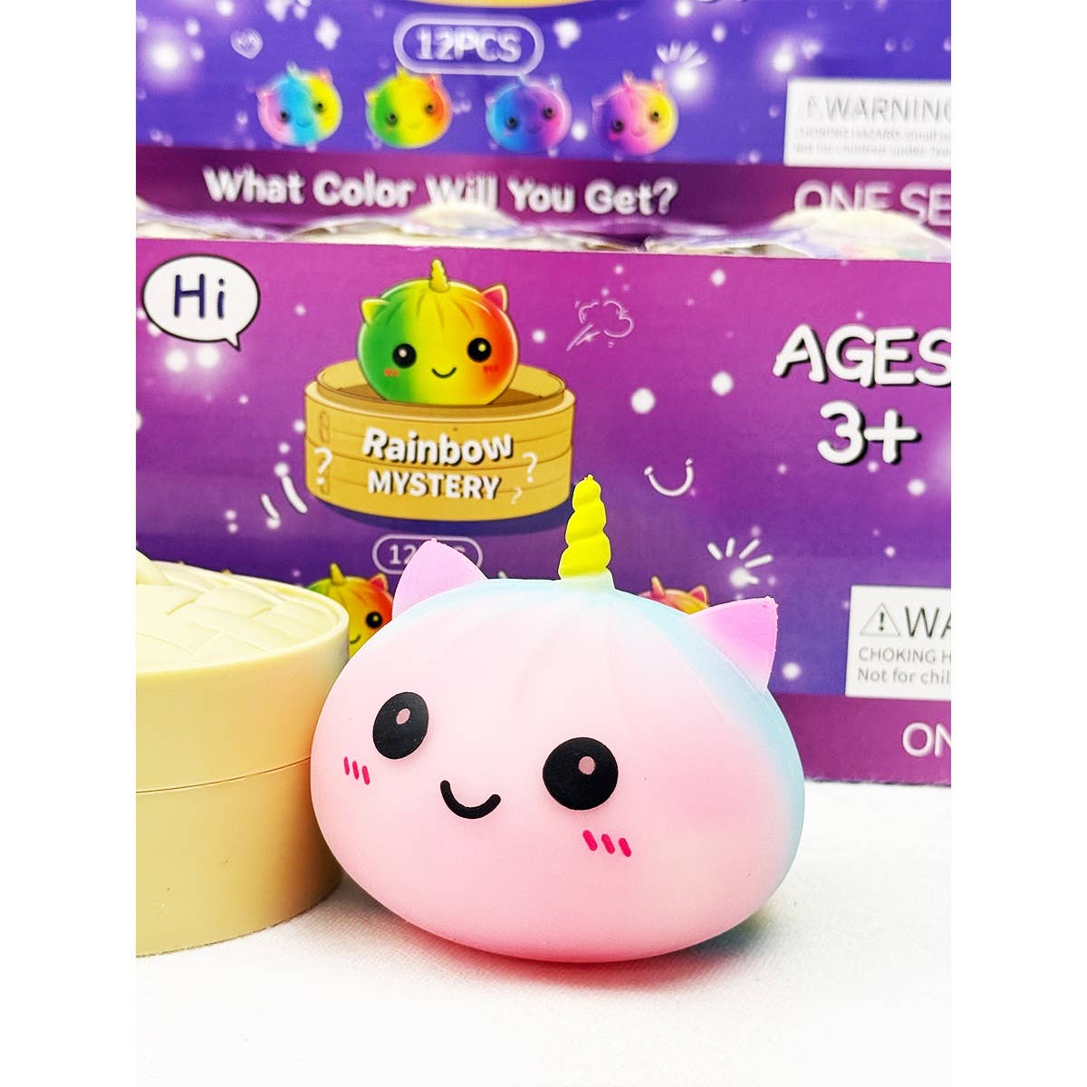 Love and Repeat - Mystery Rainbow Unicorn Dumpling Squishy with Steamer: MIX COLOR / ONE(12)