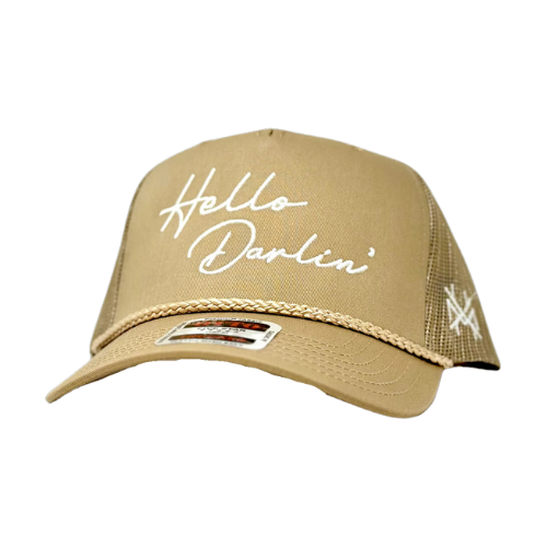 The Mad Hatter Co - Hello Darlin Trucker Hat: Flat Bill Charcoal/White