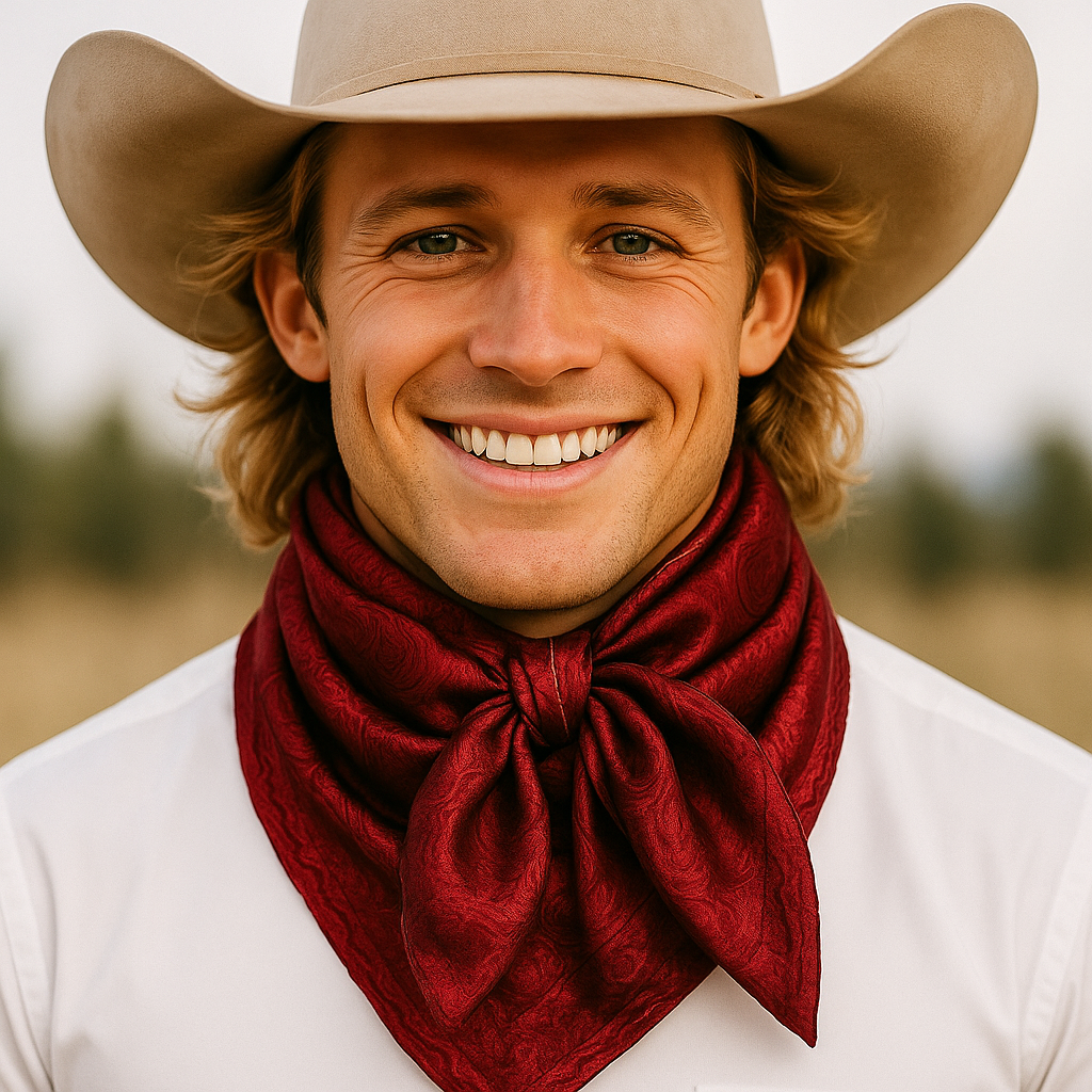 Rodeo Drive - 35X35" Burgundy Jacquard Wild Rag / Scarf WR4035