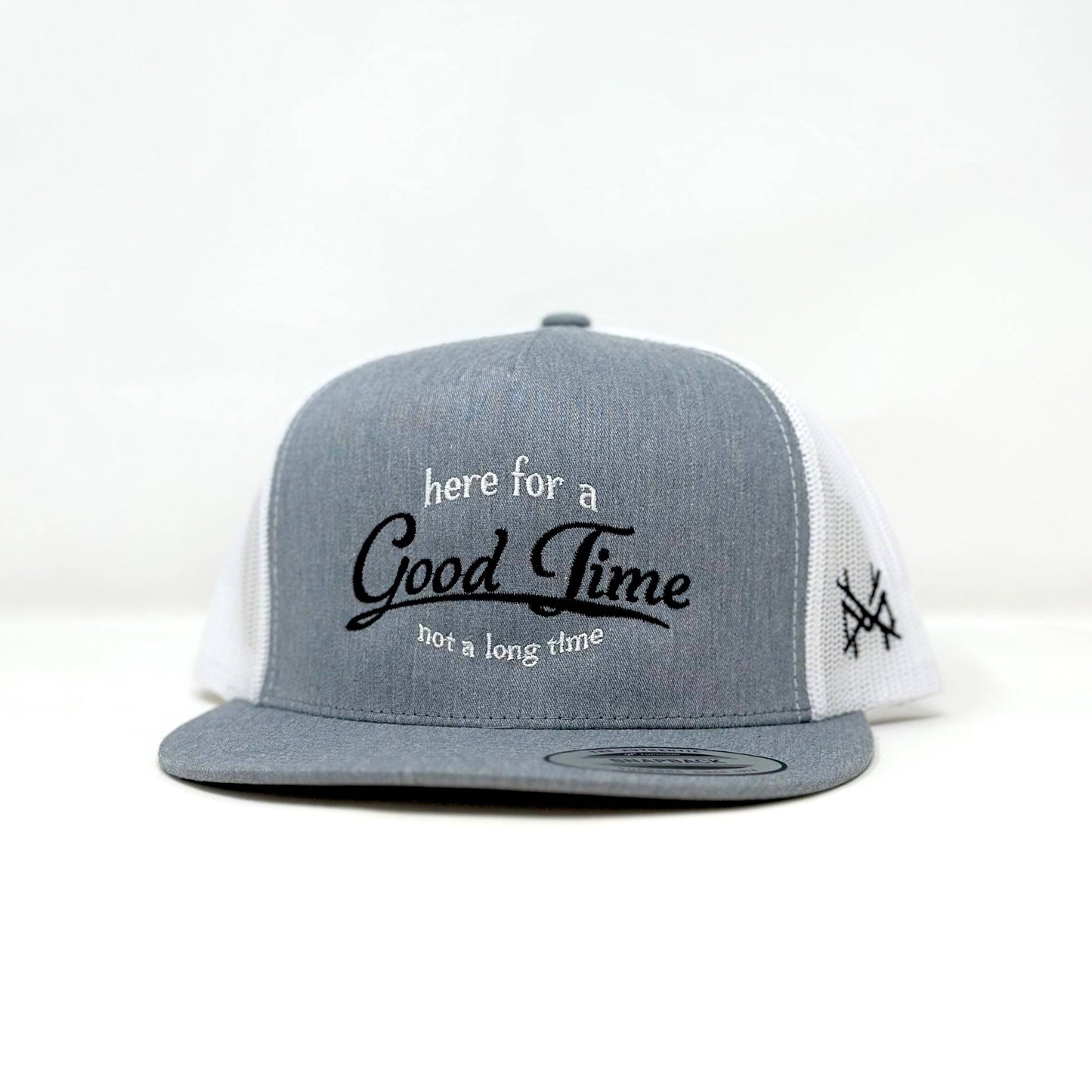 The Mad Hatter Co - MHC Here For a Good Time Trucker Hat: Black/ White Otto