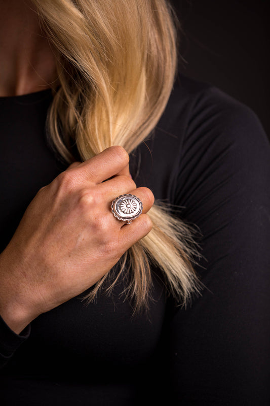 West & Co. - Adjustable Silver Oval Concho Ring