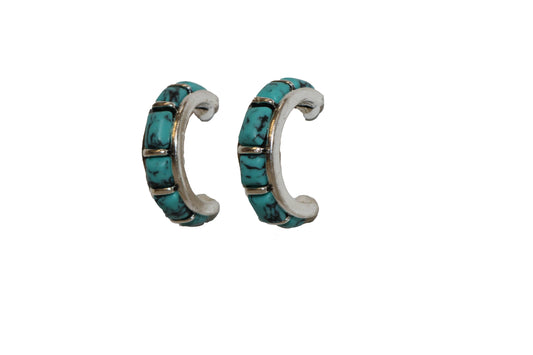 West & Co. - 1" Turquoise Inlay Hoop Earring