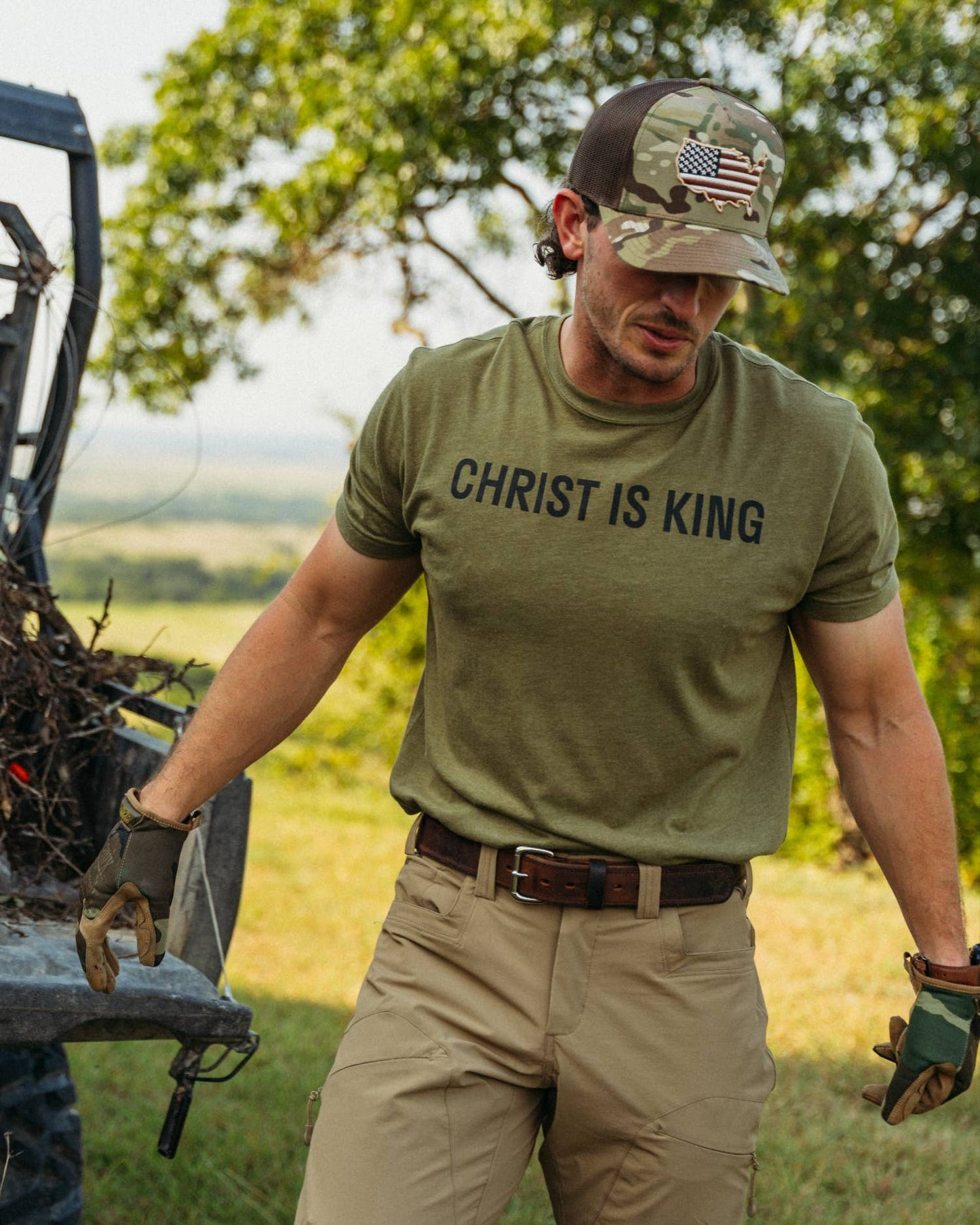 Yee Yee - Christ Is King Tee: Military Green / 2X-Large