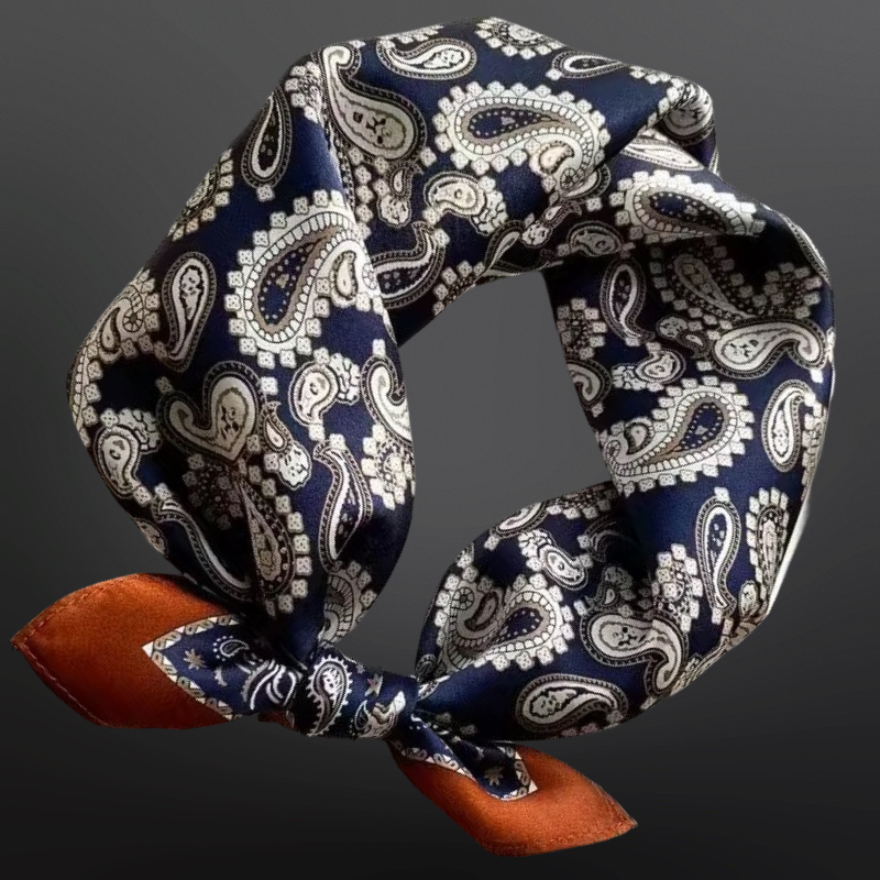 Westrian International - Western Paisley Bandana Print Silk  Scarf - 100% Silk