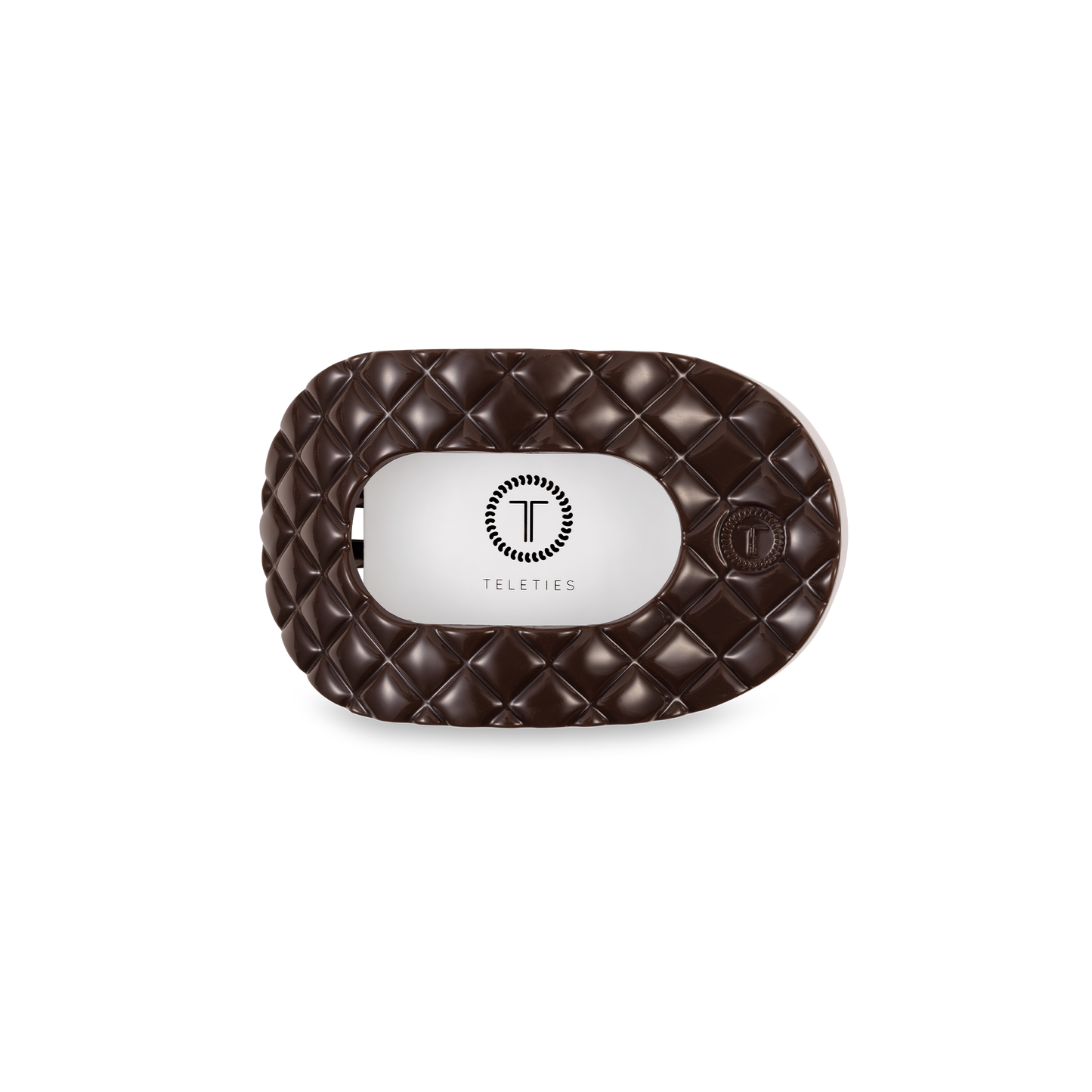 TELETIES - Flat Round Hair Clip | Small | Truly Taupe Quilted
