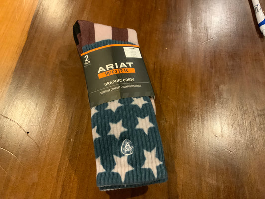 ARIAT STARS AND STRIPES GRAPHIC CREW SOCKS