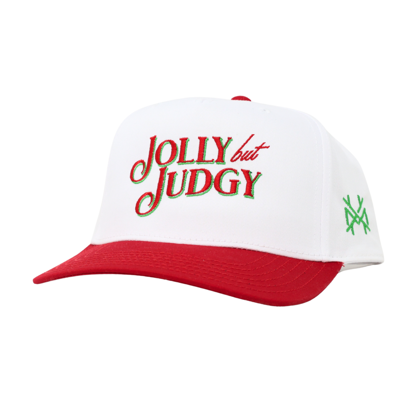 The Mad Hatter Co - Jolly but Judgy Holiday Trucker Hat : Retro Kelly Green/White